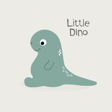 Funny little cartoon dinosaur. Vector doodle illustrationのイラスト素材