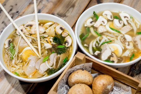 chicken appetizing soup with mushrooms