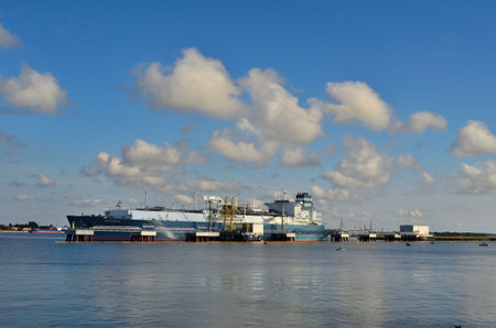 Cargo ship in the port of Rotterdam, Holland.の写真素材