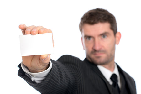 businessman showing his visiting cardの写真素材