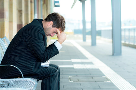 businessman has to much of workの写真素材