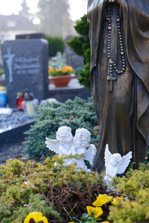cemetery still-life - two angels on grave