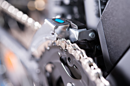 close up of  a glossy  bicycle gearの写真素材