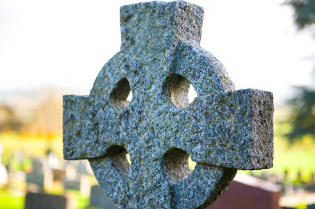 cemetery still-life - celtic coss on grave
