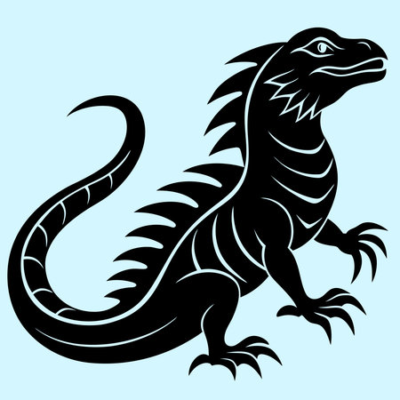 Iguana. Vector illustration. Isolated on blue background.のイラスト素材