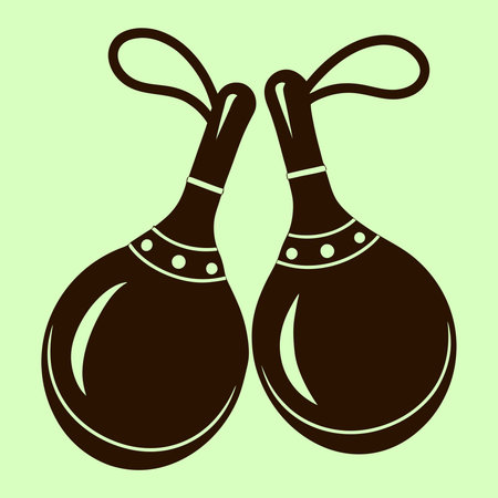 Vector illustration of a pair of maracas isolated on green background.のイラスト素材