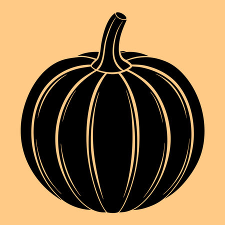 Pumpkin icon. Vector illustration. Black and white silhouette.のイラスト素材