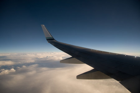Airplane wing at 35,000 feet