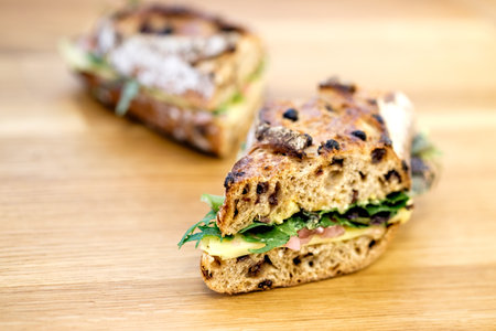 A delicious rustic deli sandwichの写真素材