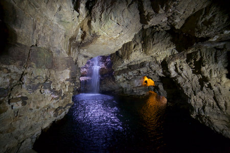 Smoo cave Durness Scotlandの写真素材