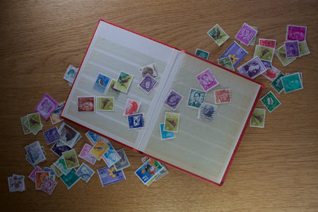 Stamp collection and albumの写真素材