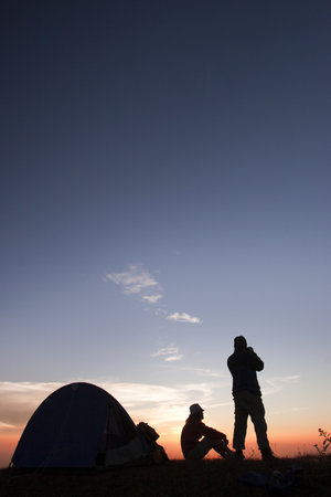 camping on the mountain の写真素材