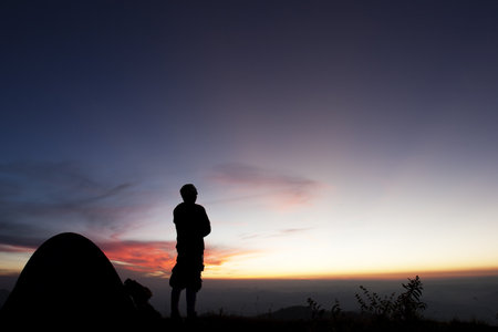 camping on the mountain の写真素材