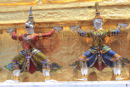 Thai architecture, Wat Phra Kaew ,Bangkok, Thailand の写真素材