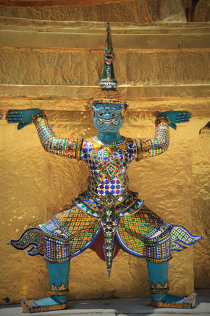 Thai architecture, Wat Phra Kaew, Bangkok, Thailand の写真素材