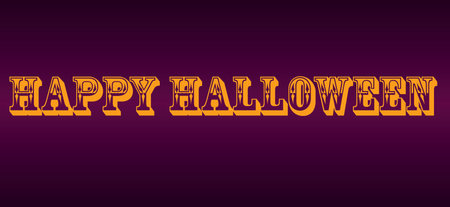 Happy halloween text, purple background, vectorのイラスト素材