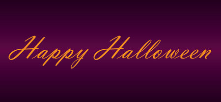 Happy halloween text, purple background, vectorのイラスト素材