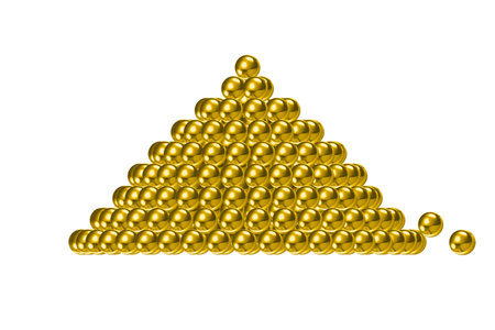 The gold beads on a white background の写真素材