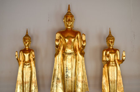 Golden Buddha image in wat phoの写真素材