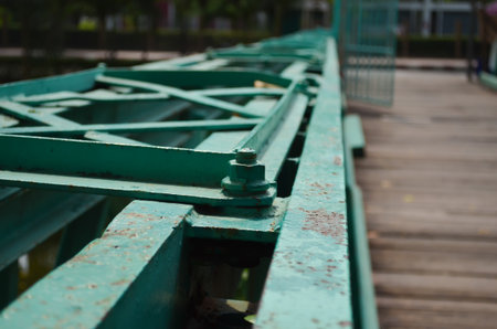 Bolts on a Bridge -Weathered bolts on a steel beam, part of a bridgeの写真素材
