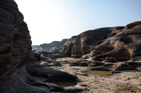 Sampanbok Grand Canyon, Amazing of rock in Mekong river ,Ubonratchathani Thailandの写真素材