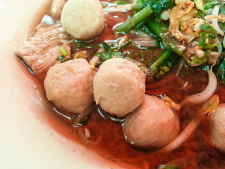 Thai Noodle with meat.の写真素材
