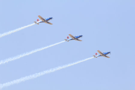 Three airplane with blue sky