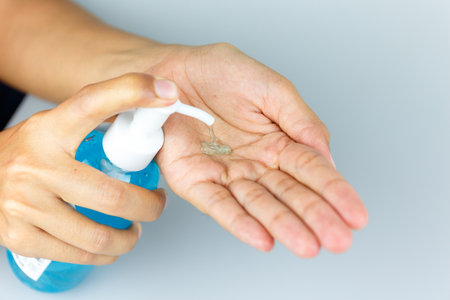 Alcohol Gel Sanitizer for hand cleaning for protectionの写真素材