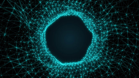 Abstract polygons and connection dots background Concept of connecting digital technologyの写真素材