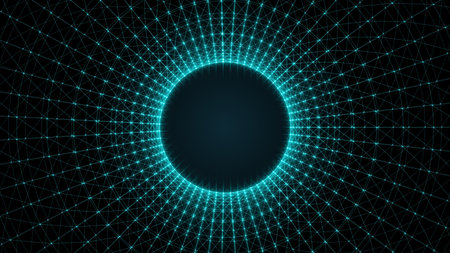 Abstract polygons and connection dots background Concept of connecting digital technologyの写真素材