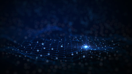 abstract wave technology background.Connection structure.Big data visualization and Business.の写真素材
