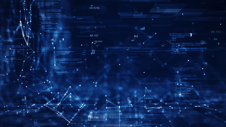 Abstract concept of digital technology and online cybersecurity data protection. polygon internet...