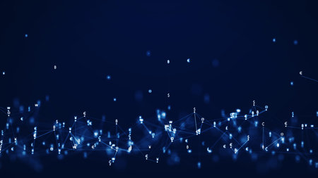 Technology concept of connecting various foreign currency exchanges via an online internet network....