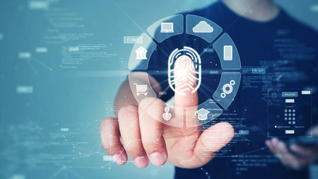 The concept of technology for logging in using fingerprint scanning electronic devices to access...