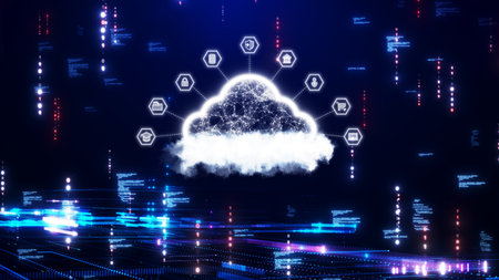 Cloud and edge computing technology concept with cybersecurity data protection system. Within the...