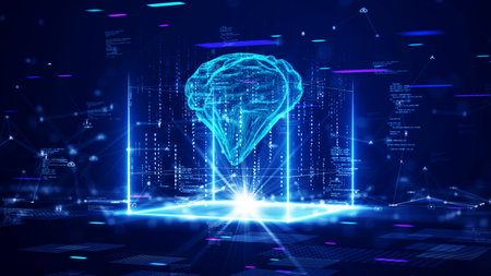 Smart brain concept or artificial intelligence(AI). abstract processing chip computer system big data analysis. background of machine learning and future cyber technology innovation. 3D renderingの写真素材