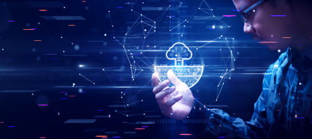Cloud and edge computing technology concept. Person who is looking at the rapidly changing growth of...