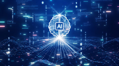 Artificial Intelligence (AI) technology concept. Big data collection connects with intelligent...