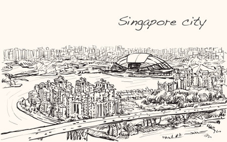 Sketch Cityscape Of Singapore Skyline On Topview Sports Hub And River Free Hand Draw Illustration Vectorのイラスト素材 ストックフォト 写真素材のstock Foto ストックドットフォト