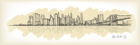 city scape sketch drawing in New York city, vector illustration

のイラスト素材