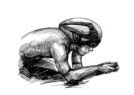The bicycle competition show The riders sketch hand drawのイラスト素材