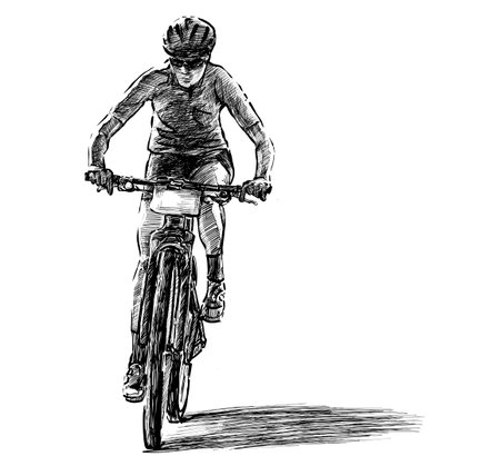 Sketch of the mountain bike competition hand drawのイラスト素材