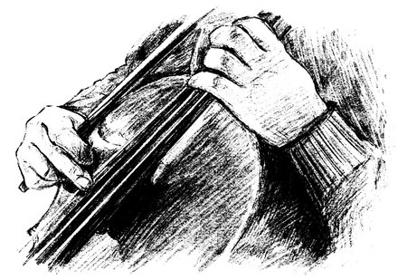 Sketch of the classical musician plays instrument hand drawのイラスト素材