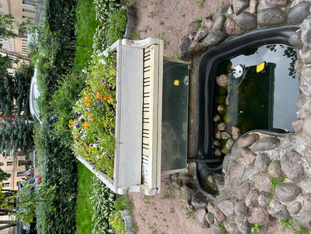 Top view of a garden in Prague, Czech Republicの写真素材