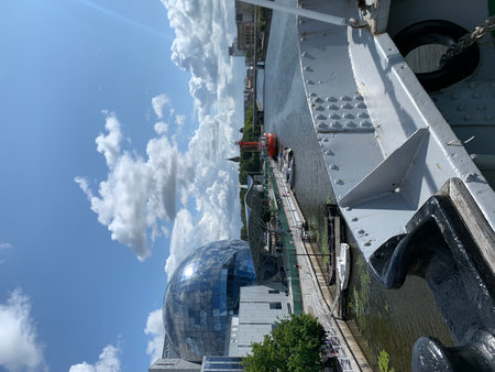View of the bridge from the observation deck of the cruise ship.の写真素材