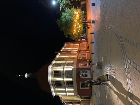 Zelenogradsk night streetの写真素材