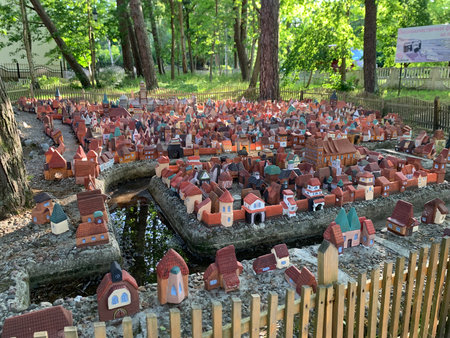 Miniature houses in Svetlogorsk, Russia. Miniature, Svetlogorsk, Kaliningrad, Russia, installationの写真素材