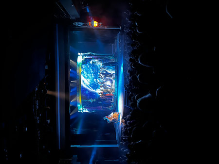 Futuristic spaceship interior. Futuristic spaceship in deep space.の写真素材