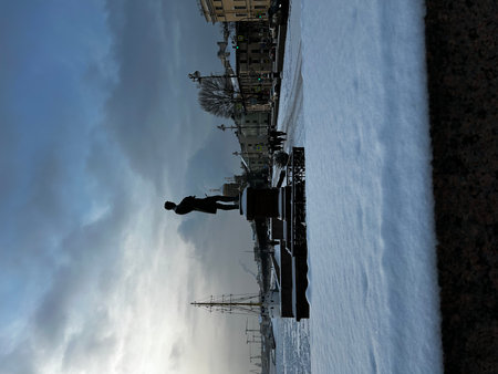 Unidentified skier in Saint-Petersburg, Russiaの写真素材