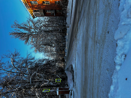 Snowy street in the city of Pyatigorsk, Russiaの写真素材